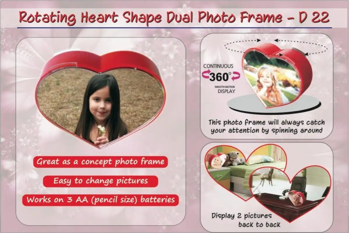 Rotating heart shape dual photo frame