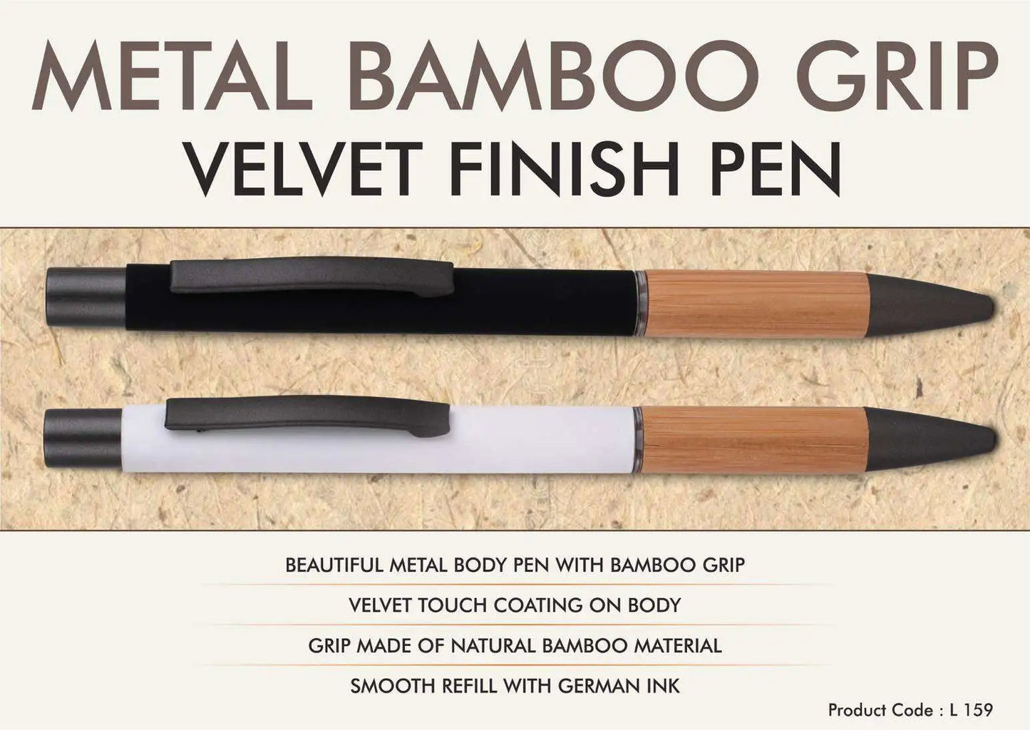 Metal Bamboo Grip Velvet finish pen