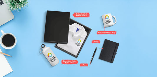 Employee Welcome Kit (Polo T-Shirt, Water Bottle, Coffee Mug, Diary, Pen)