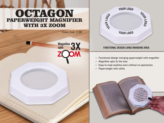 Octagon Paperweight magnifier with 3X Zoom