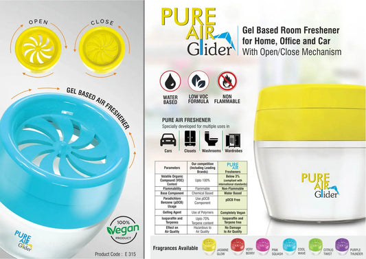 Pure Air Glider: Gel based room freshener for Home, Office and Car | With open/close mechanism | Net 125 grams