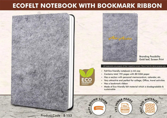 EcoFelt Notebook with bookmark ribbon