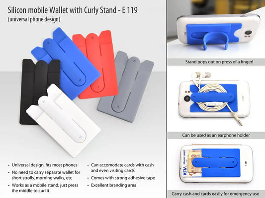 Silicon mobile wallet with curly stand