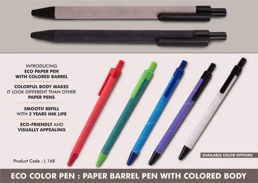 Eco color pen: Paper barrel pen with colored body