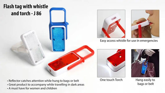 Flash tag with whistle and torch (with reflector)