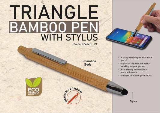 Triangle Bamboo pen with stylus