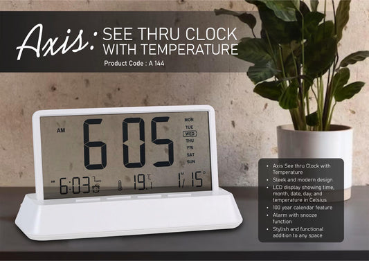 Axis : See thru clock with temperature