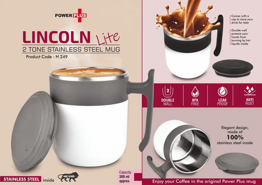 Lincoln : 2 Tone Stainless steel Mug with Lid | Leak proof | BPA Free | Capacity 300 ml approx