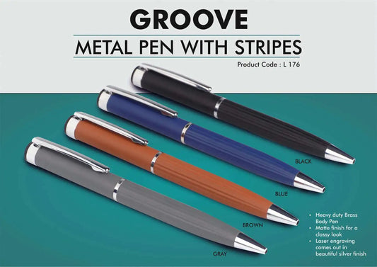 Groove: Brass metal pen with stripes