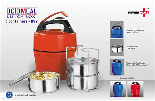 Octomeal Lunch box – 3 containers (steel) SKU: H87