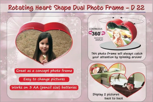 Rotating heart shape dual photo frame