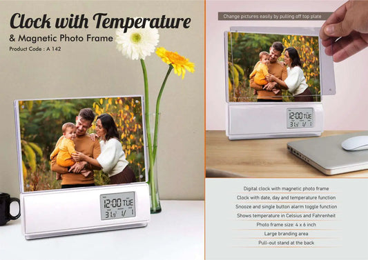 Clock with Temperature and Magnetic photo frame | 4 x 6 size