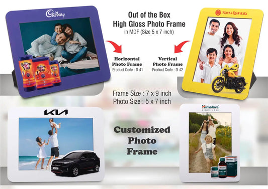 Out of the box High Gloss Photo Frame in MDF | With customized frame & insert | Photo size 5×7 inch | Vertical | MOQ 100 pcs