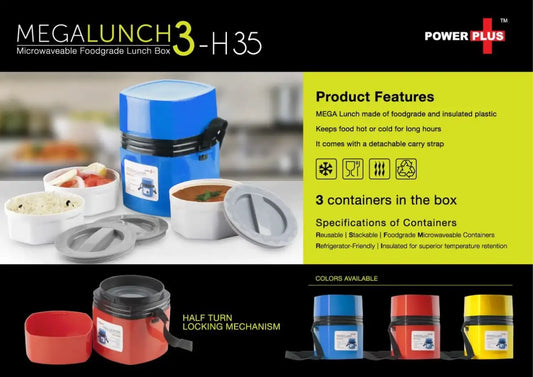 Mega Lunch Box (Microwaveable)- 3 Box