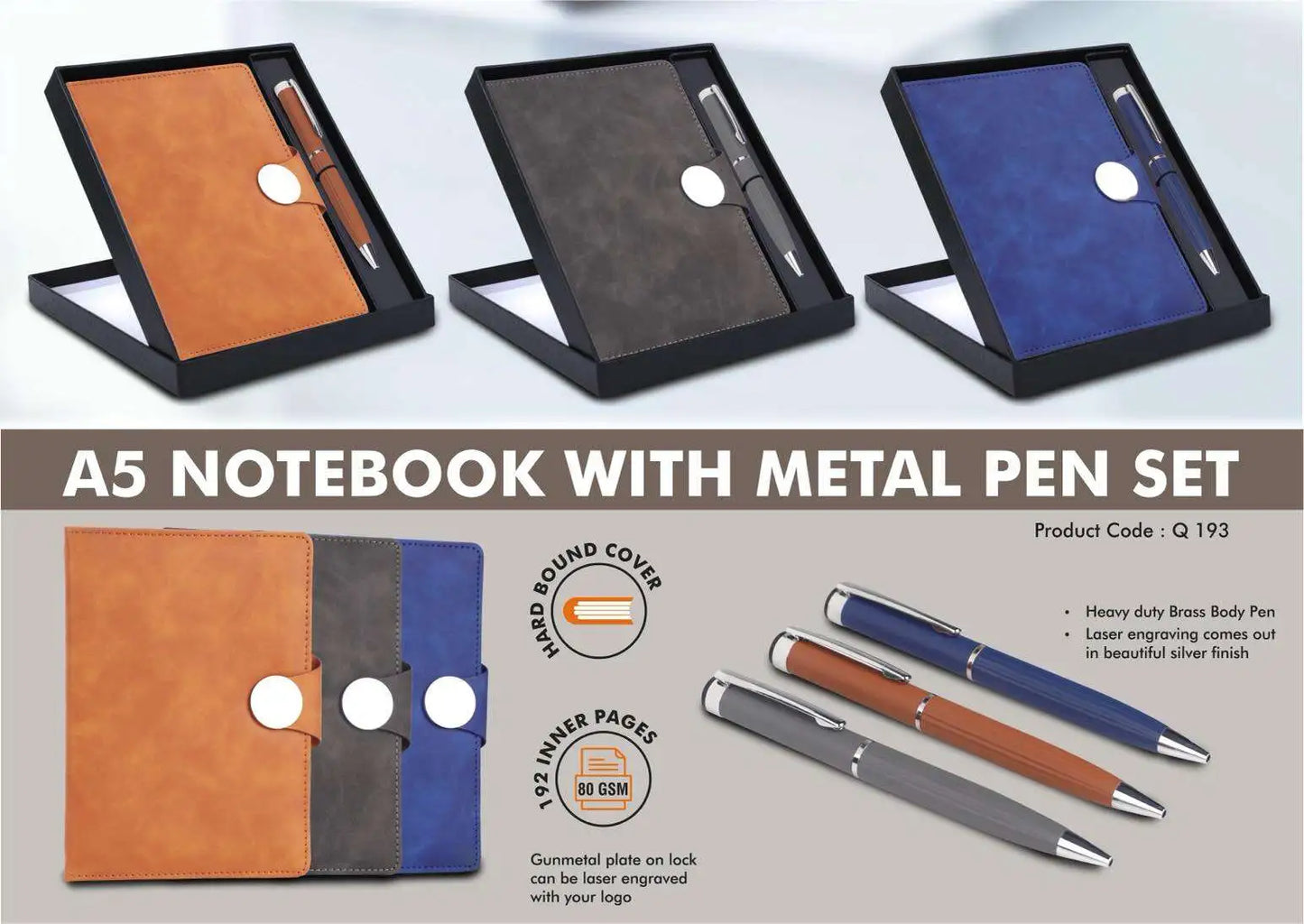 2 in 1 Set: Magnetic Flap notebook with Metal Pen in Gift Box
