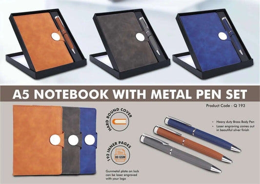 2 in 1 Set: Magnetic Flap notebook with Metal Pen in Gift Box
