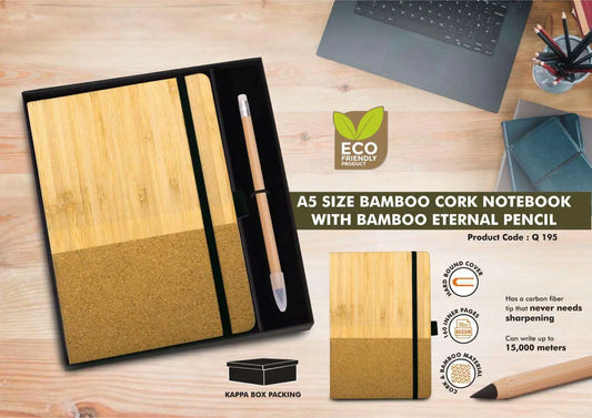 Notebook Gift set Eco: Bamboo & Cork A5 Notebook With Eternal Bamboo Pencil
