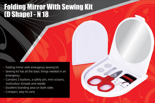 Folding mirror with sewing kit (D shape)