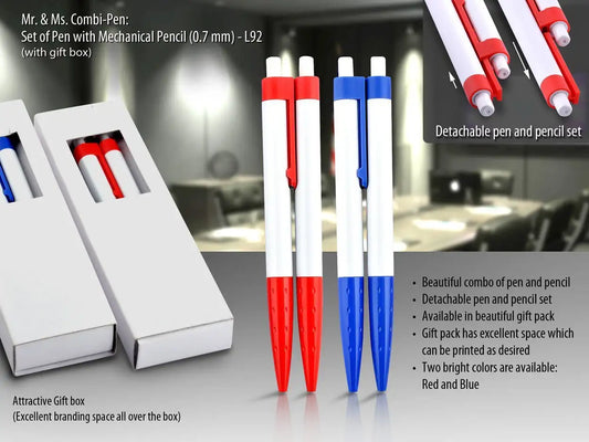 Mr & Ms. Combi-pen: Set of Pen with mechanical pencil (0.7 mm) (with gift box) SKU: L92