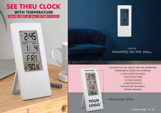 See Thru clock with temperature | Can be used as wall or table clock