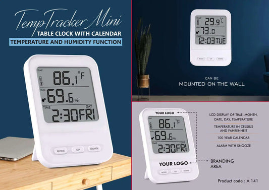 TempTracker Mini: Table Clock with Calendar, Temperature and Humidity function | Wall Hanging function
