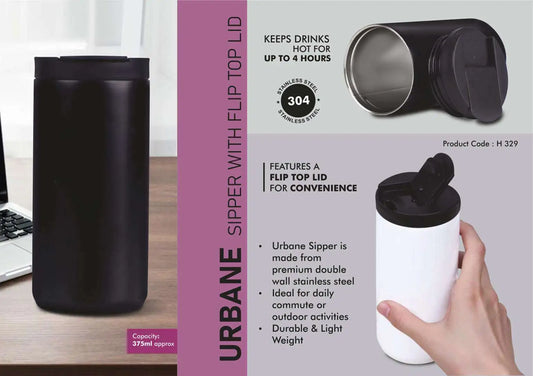 Urbane: Vacuumized mug sipper with flip top lid | Keeps hot upto 6 hours