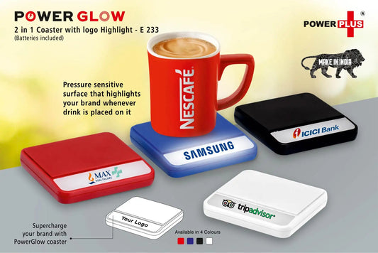 PowerGlow coaster with logo highlight (batteries included)