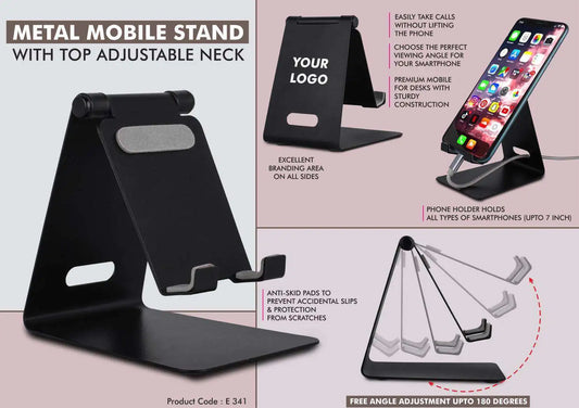 Metal mobile stand with top adjustable neck | Oval cable slot